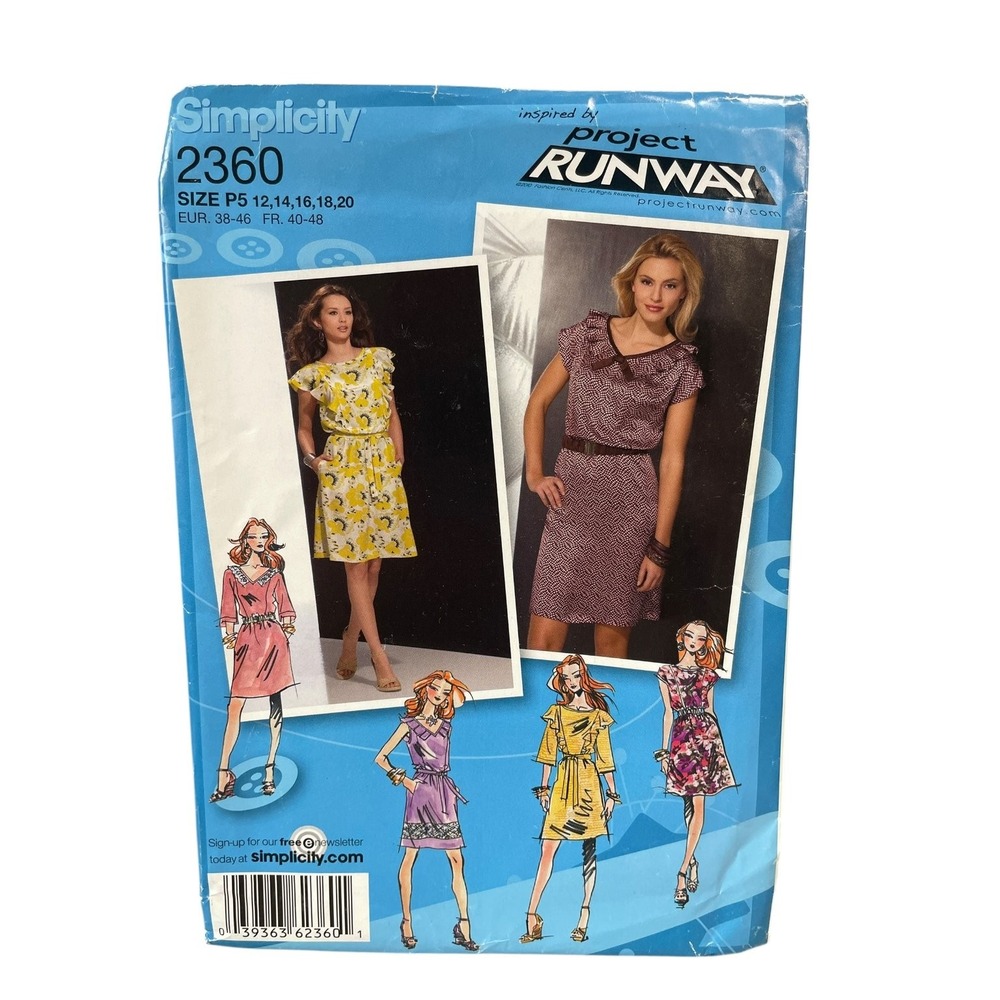 Simplicity Sewing Pattern Misses 12-20 2360 Project Runway Pullover Dress P5